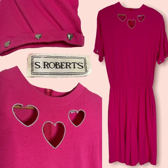 Vintage Pants - Vintage S. Roberts Hot Pink Heart Motif Romper
